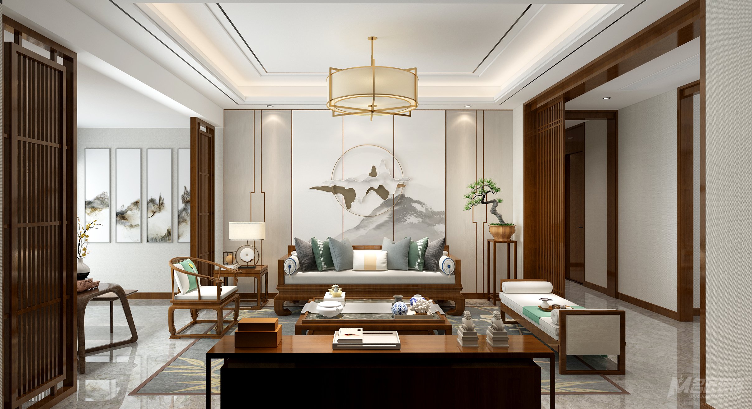 中山裝修效果圖翠湖香山新中式風格案例